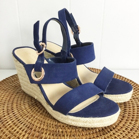 Lauren Conrad Navy Blue Wedges Heels Size 9.5 Shoes - Picture 1 of 4